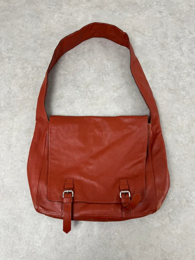 2000s Dries Van Noten Sample Red Leather Shoulder Bag sesrpLP 0