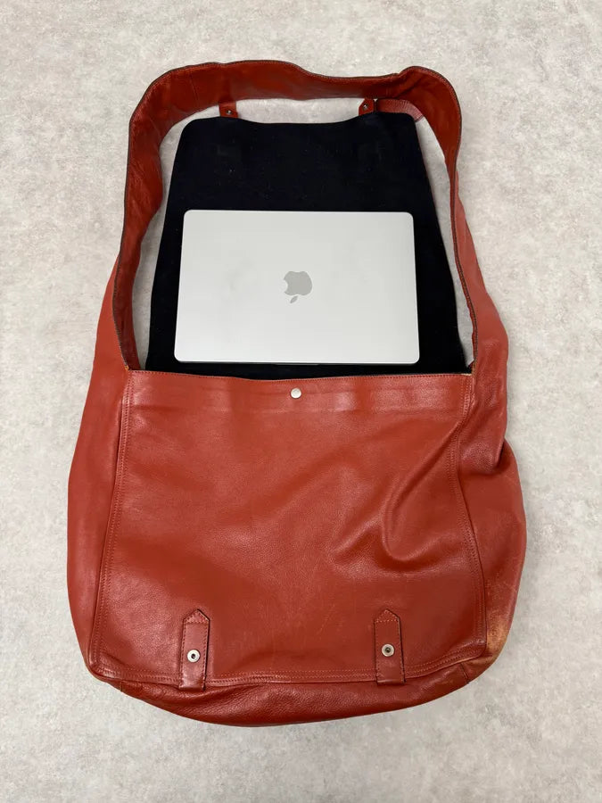 2000s Dries Van Noten Sample Red Leather Shoulder Bag sesrpLP 1