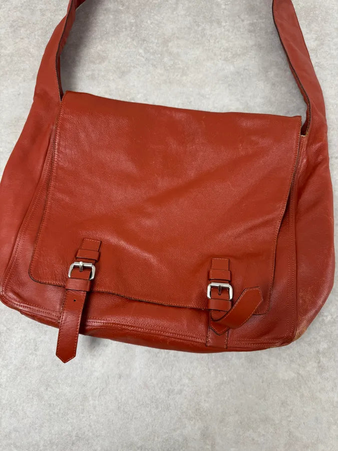 2000s Dries Van Noten Sample Red Leather Shoulder Bag sesrpLP 4