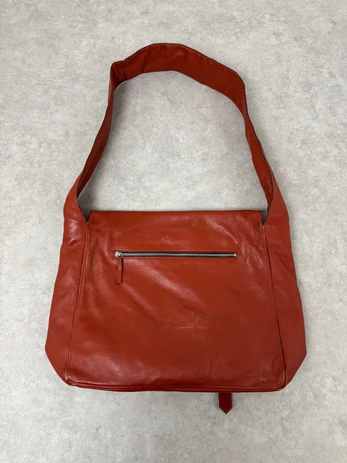 2000s Dries Van Noten Sample Red Leather Shoulder Bag sesrpLP 6