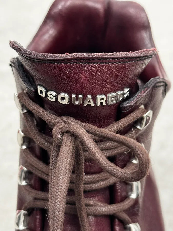 2000s Dsquared2 Black & Burgundy Red Leather Boots NXFWNZj 3