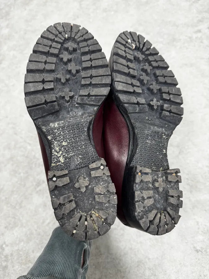 2000s Dsquared2 Black & Burgundy Red Leather Boots NXFWNZj 5