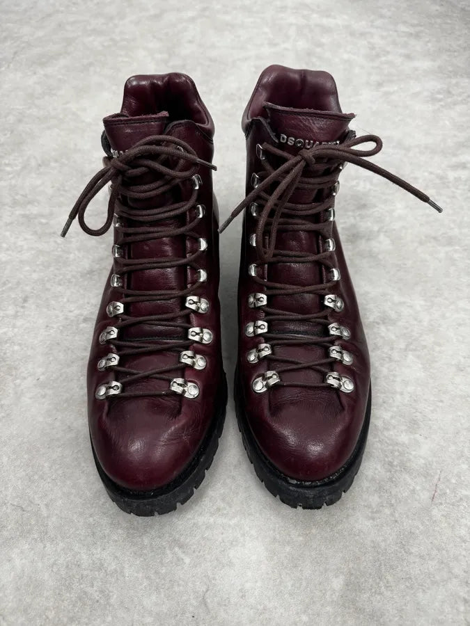 2000s Dsquared2 Black & Burgundy Red Leather Boots NXFWNZj 2