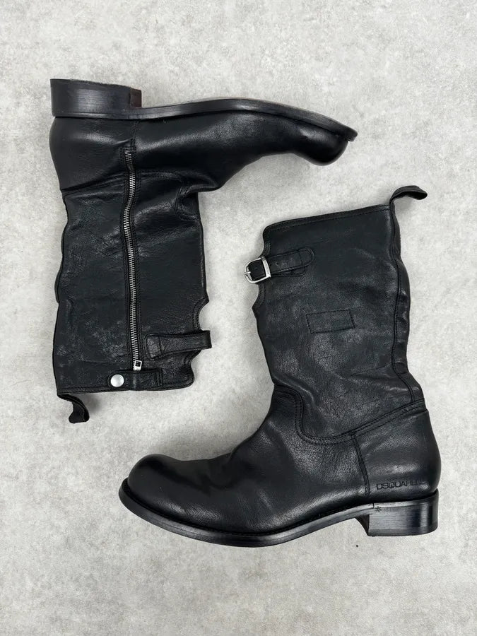 2000s Dsquared2 Black Avant-Garde Rebel Leather Boots sSMsrNH 2