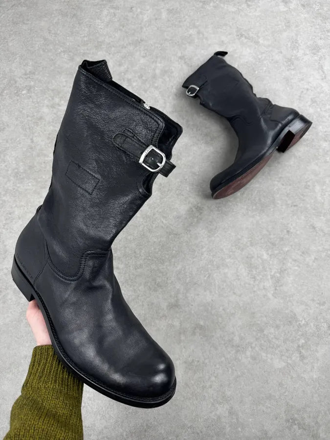 2000s Dsquared2 Black Avant-Garde Rebel Leather Boots sSMsrNH 0