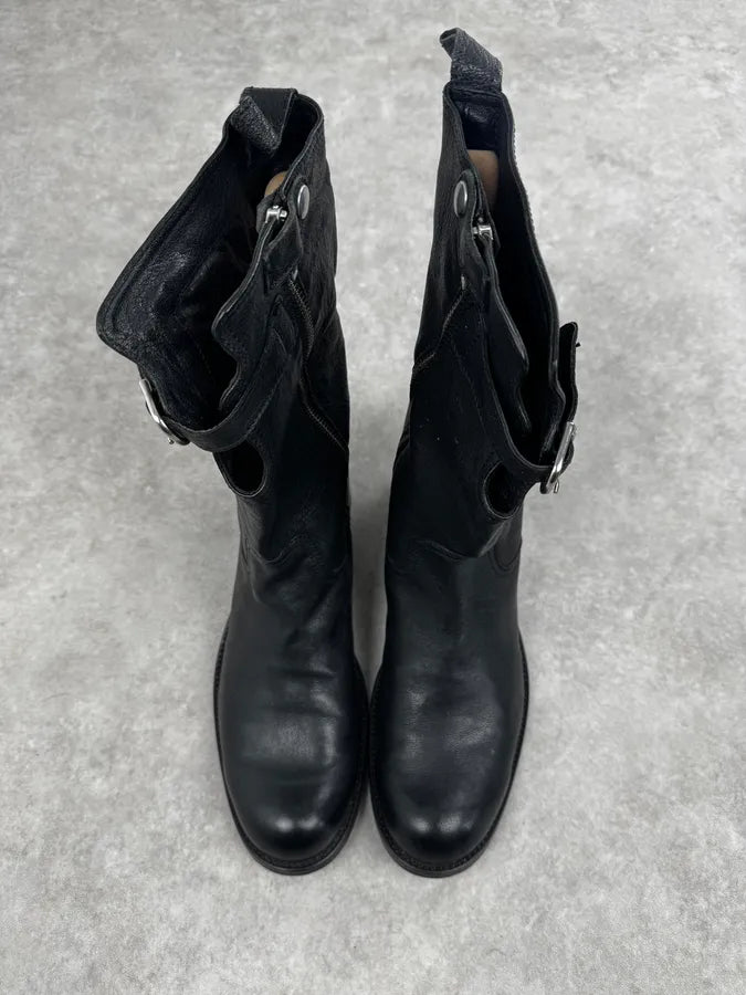 2000s Dsquared2 Black Avant-Garde Rebel Leather Boots sSMsrNH 3
