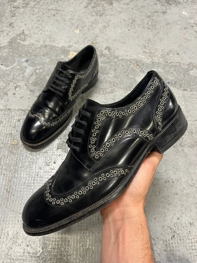 2000s Dsquared2 Black Eyled Leather Formal Shoes XOsueXs 0