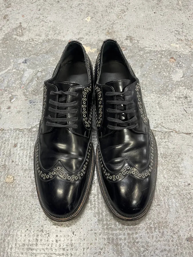 2000s Dsquared2 Black Eyled Leather Formal Shoes XOsueXs 4