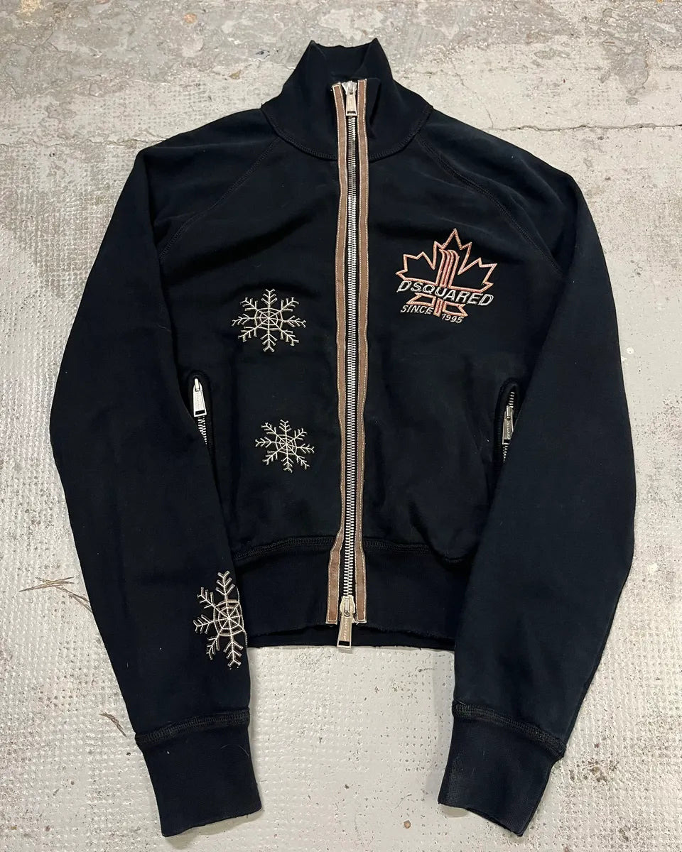 2000s Dsquared2 Black Flakes Patches Zip-up Sweater iffyWkm 0