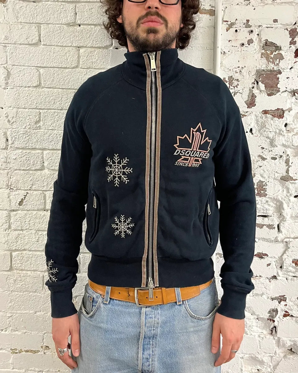 2000s Dsquared2 Black Flakes Patches Zip-up Sweater iffyWkm 1