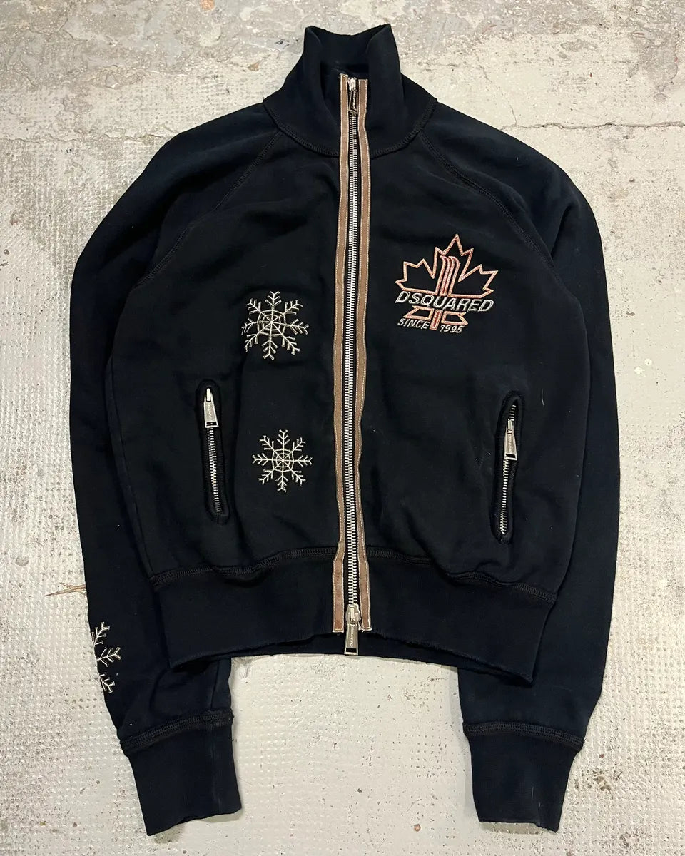 2000s Dsquared2 Black Flakes Patches Zip-up Sweater iffyWkm 3