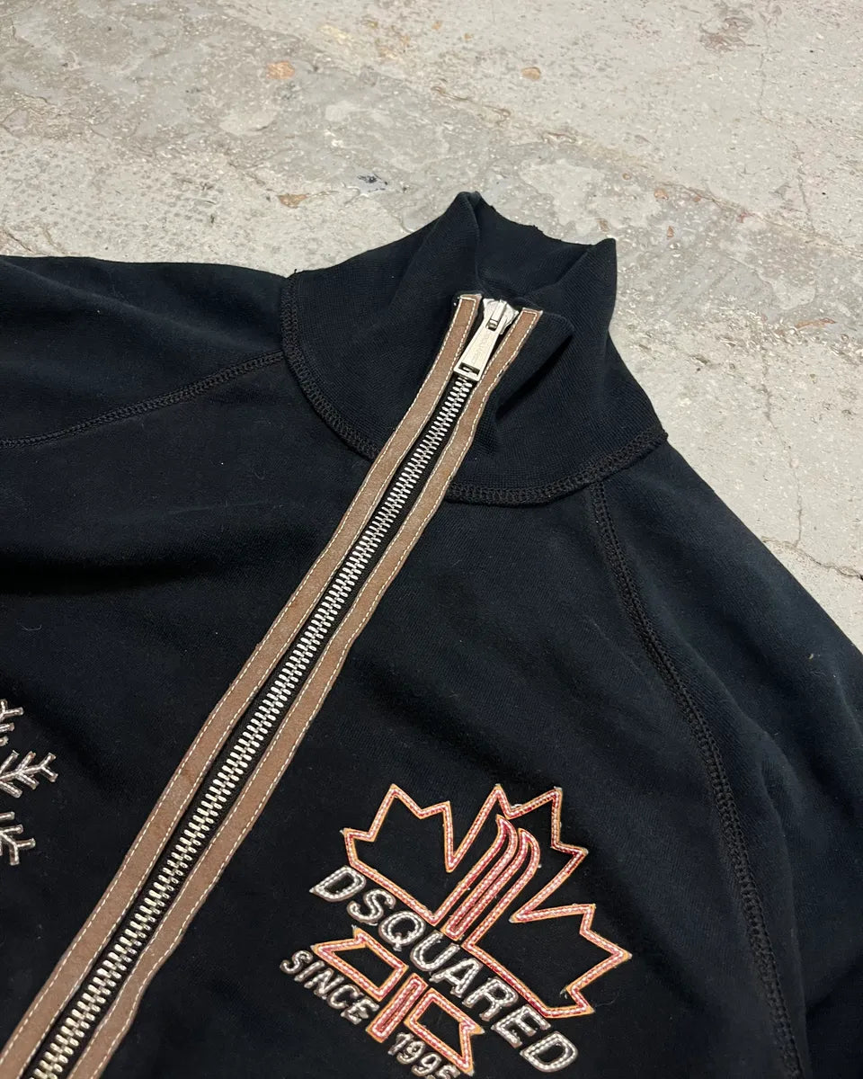 2000s Dsquared2 Black Flakes Patches Zip-up Sweater iffyWkm 4