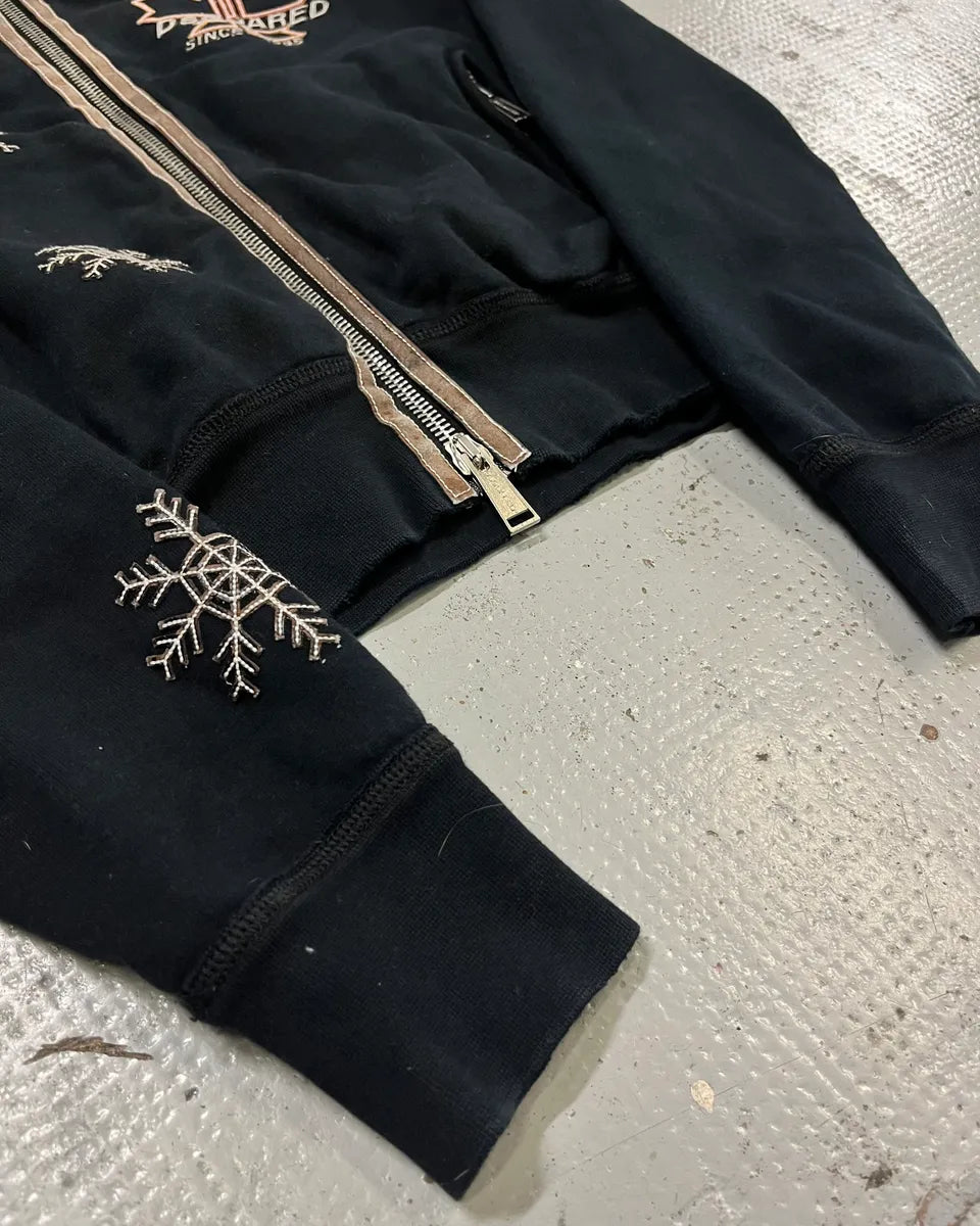 2000s Dsquared2 Black Flakes Patches Zip-up Sweater iffyWkm 5