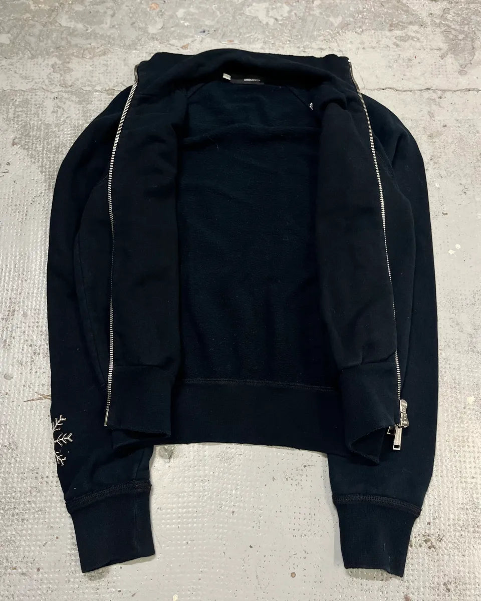 2000s Dsquared2 Black Flakes Patches Zip-up Sweater iffyWkm 7
