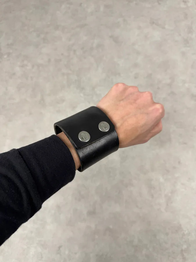 2000s Dsquared2 Black Leather Armband Bracelet wMzqdNL 0