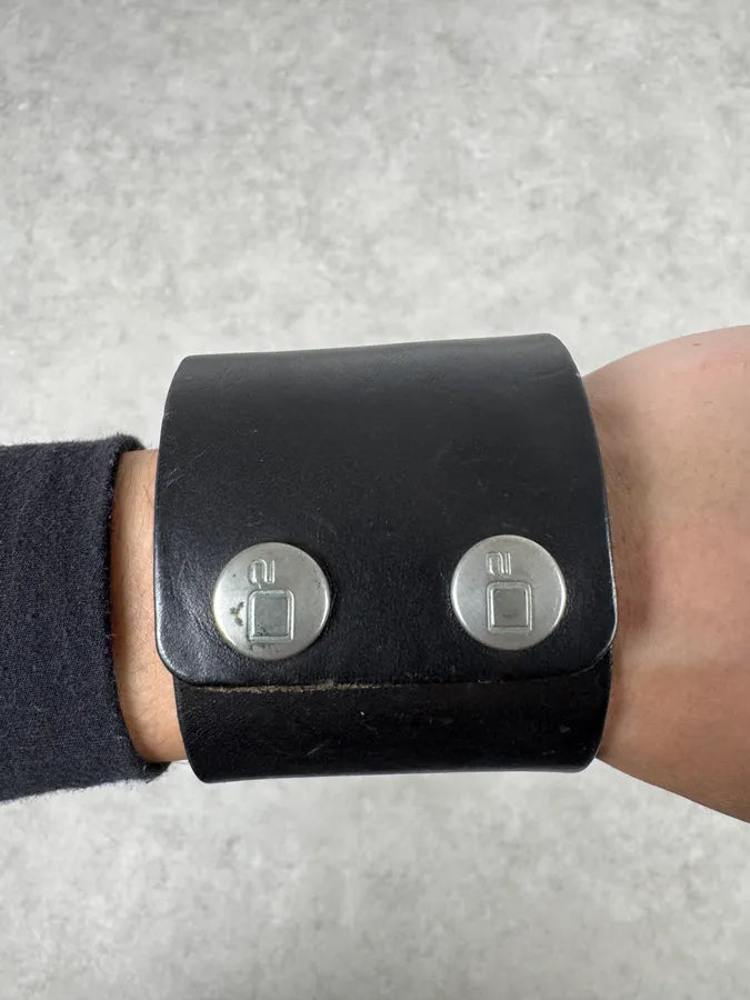 2000s Dsquared2 Black Leather Armband Bracelet wMzqdNL 3