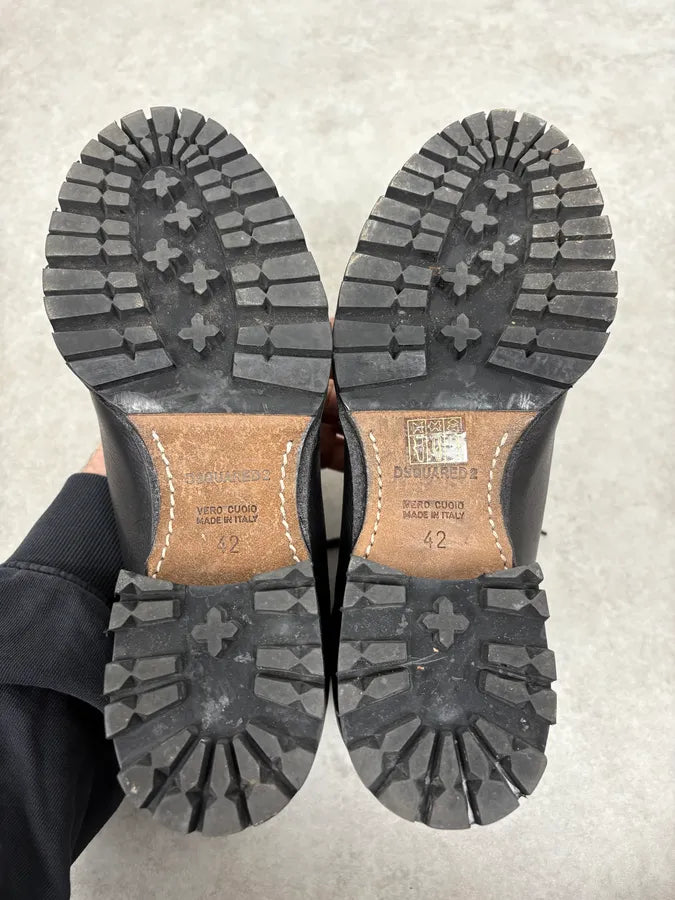 2000s Dsquared2 Black Leather Boots jtOADvH 7