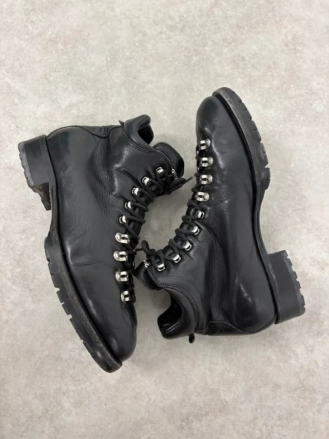 2000s Dsquared2 Black Leather Hiking Boots wWnpeFv 5