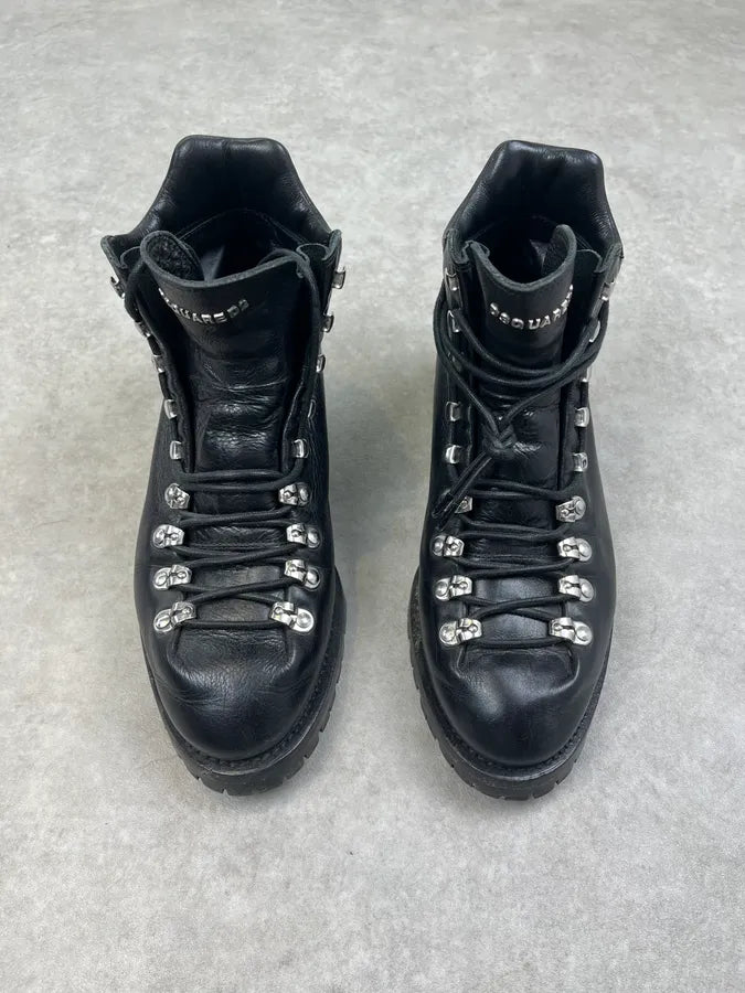 2000s Dsquared2 Black Leather Lace-Up Combat Boots WYdhqhq 3