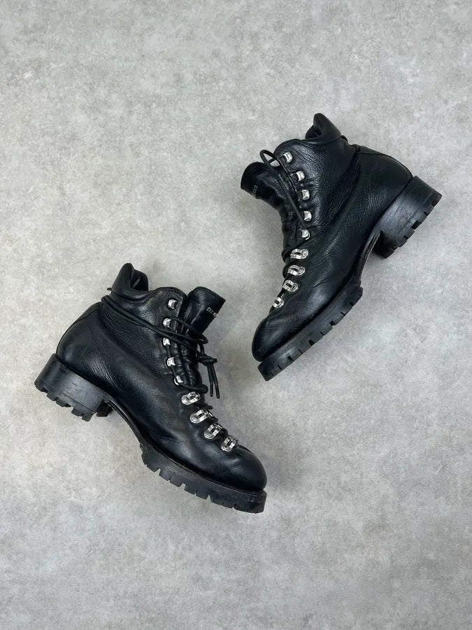 2000s Dsquared2 Black Leather Lace-Up Combat Boots WYdhqhq 4