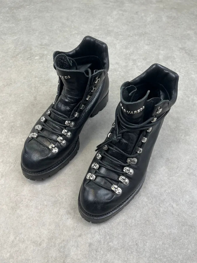 2000s Dsquared2 Black Leather Lace-Up Combat Boots WYdhqhq 1