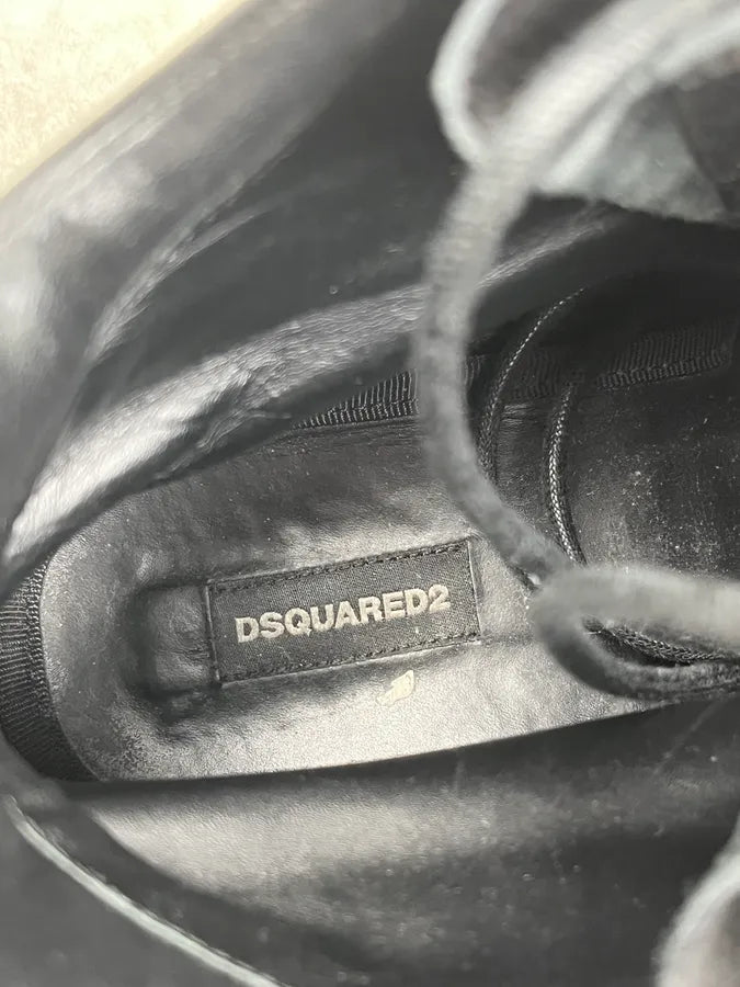 2000s Dsquared2 Black Leather Lace-Up Combat Boots WYdhqhq 7