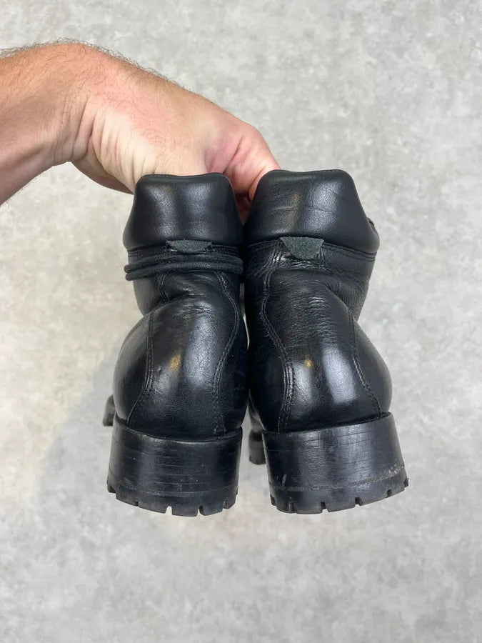 2000s Dsquared2 Black Leather Lace-Up Combat Boots WYdhqhq 5