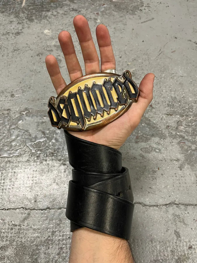 2000s Dsquared2 Black Leather Premium Belt RcZVQNH 0