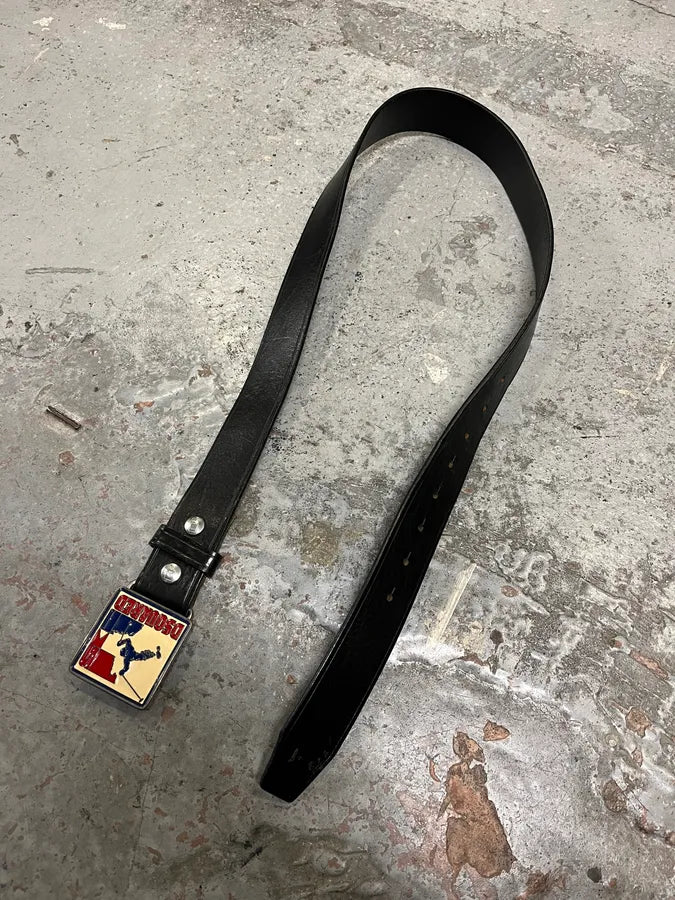 2000s Dsquared2 Black Leather Ski Buckle Belt zUMcJLj 3