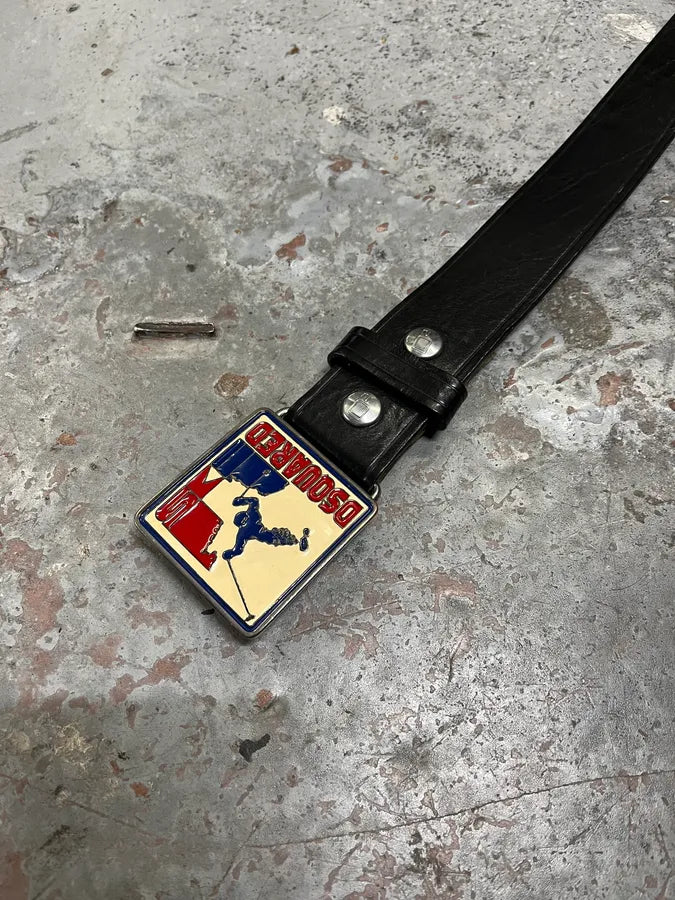 2000s Dsquared2 Black Leather Ski Buckle Belt zUMcJLj 5