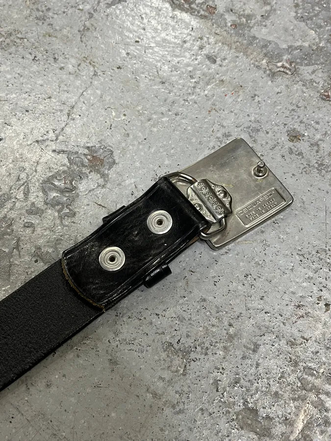 2000s Dsquared2 Black Leather Ski Buckle Belt zUMcJLj 7