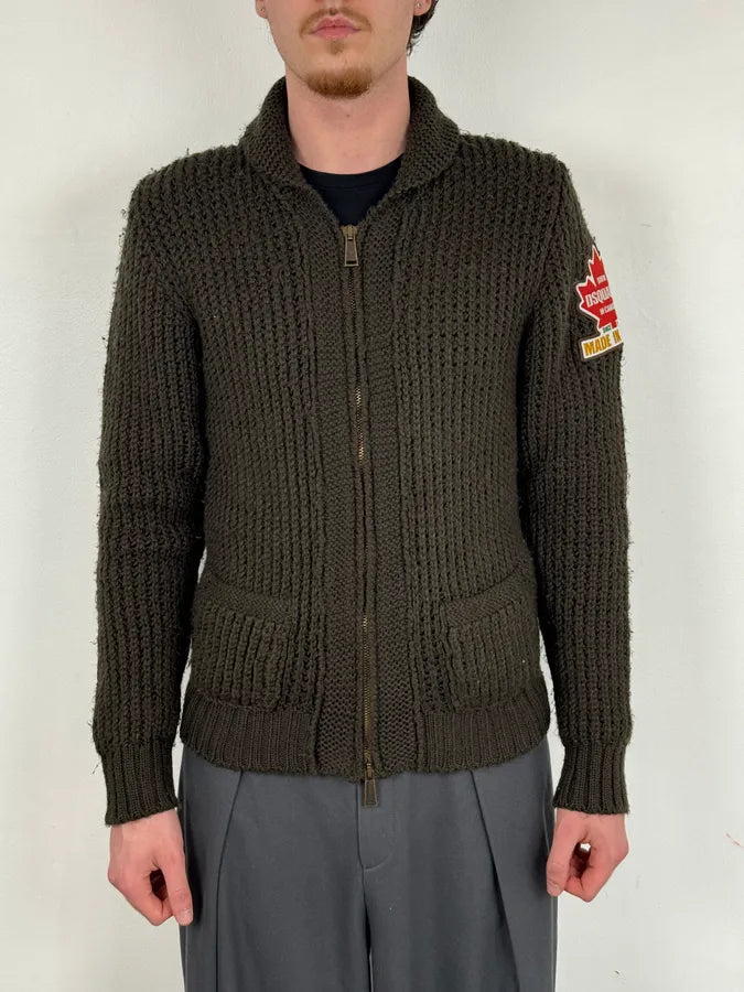 2000s Dsquared2 Brown Premium Zip-up Cardigan Sweater fCnkdkL 1