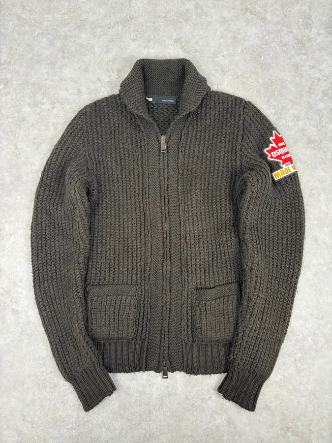 2000s Dsquared2 Brown Premium Zip-up Cardigan Sweater fCnkdkL 0