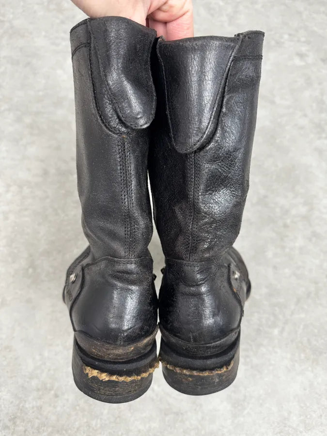 2000s Dsquared2 Black Rock Metal Ankle Biker Leather Boots esthLCZ 3