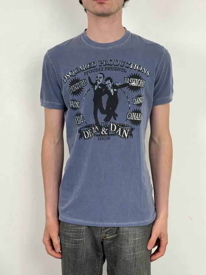 AW2009 Dsquared2 Dean & Dan Blue Graphic Print T-Shirt WdZzcwg 1