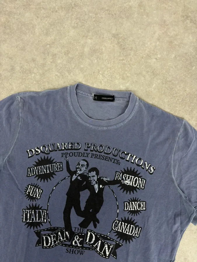 AW2009 Dsquared2 Dean & Dan Blue Graphic Print T-Shirt WdZzcwg 3
