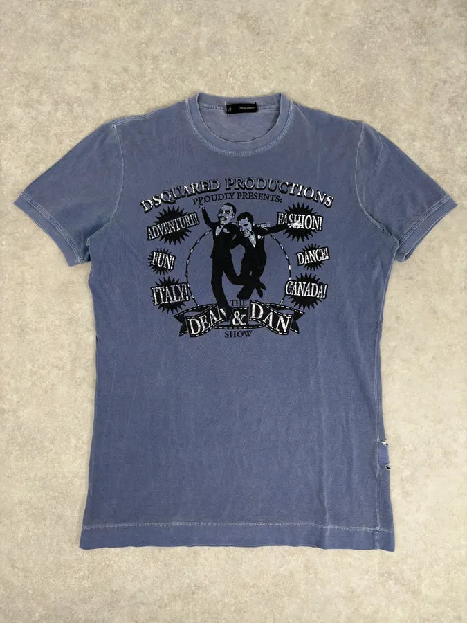 AW2009 Dsquared2 Dean & Dan Blue Graphic Print T-Shirt WdZzcwg 0