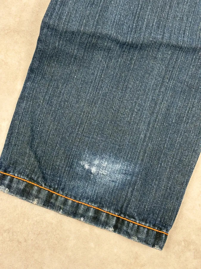 2000s Dsquared2 Blue Faded Wide Denim Jeans yeAfjfp 11
