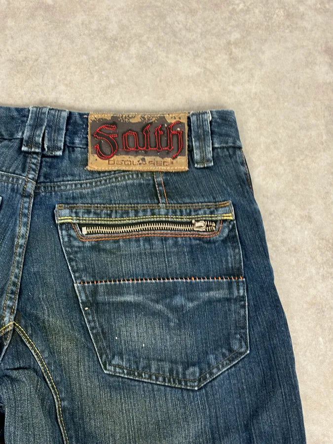 2000s Dsquared2 Blue Faded Wide Denim Jeans yeAfjfp 10