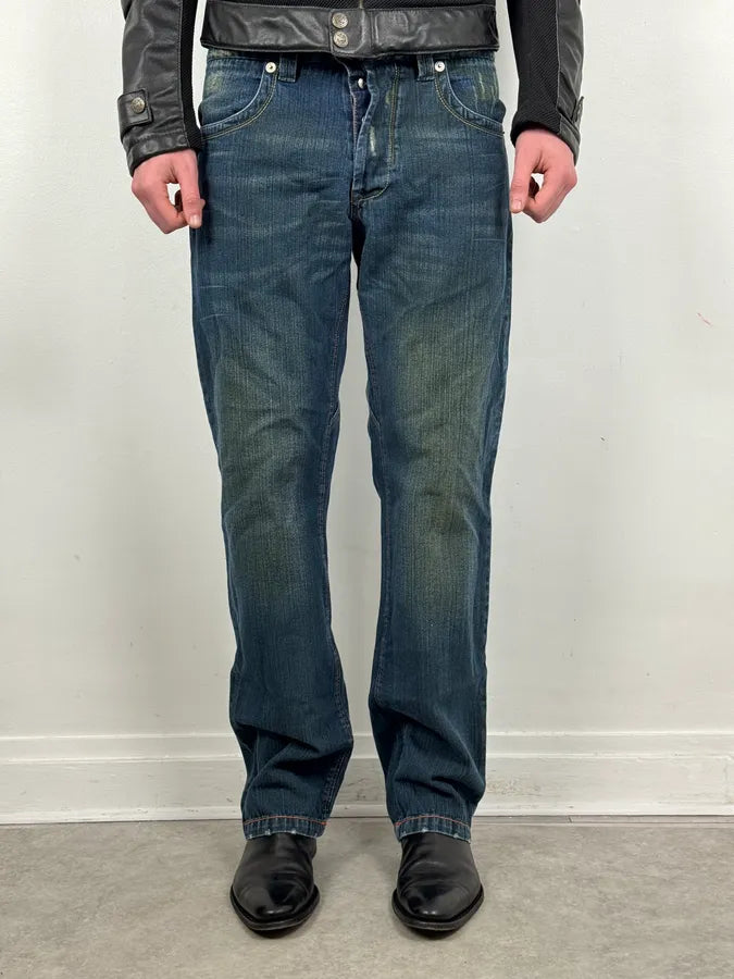 2000s Dsquared2 Blue Faded Wide Denim Jeans yeAfjfp 1