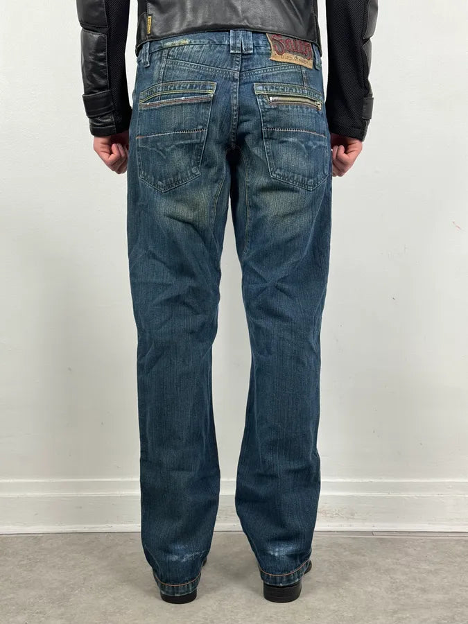 2000s Dsquared2 Blue Faded Wide Denim Jeans yeAfjfp 3