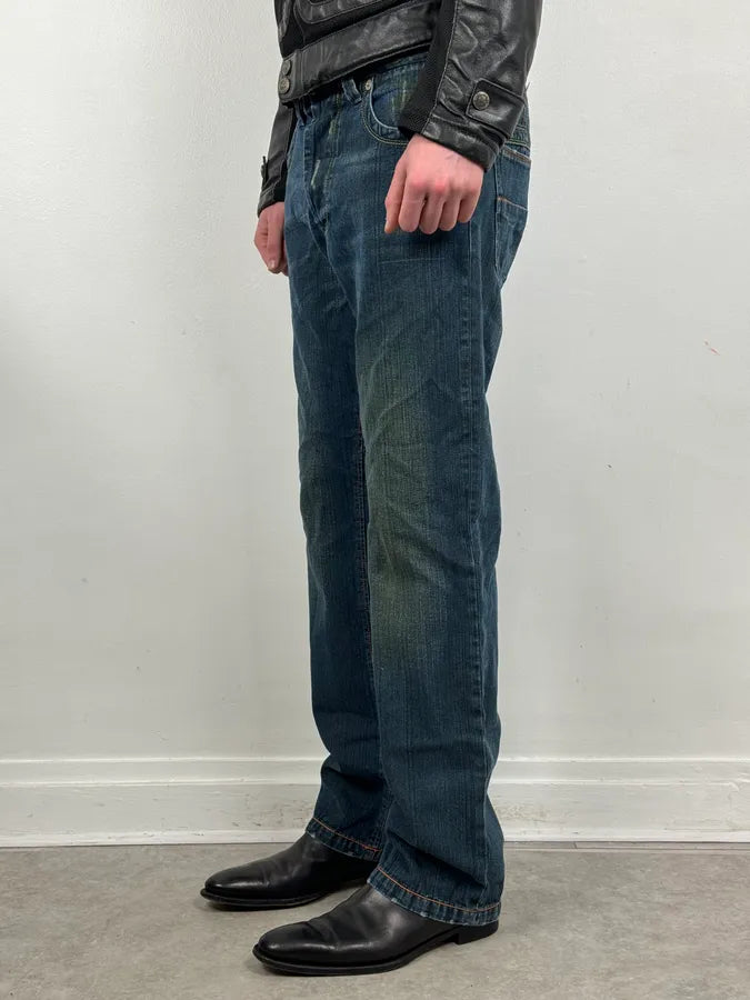 2000s Dsquared2 Blue Faded Wide Denim Jeans yeAfjfp 2