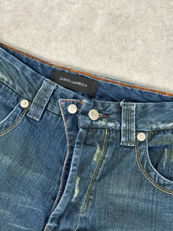 2000s Dsquared2 Blue Faded Wide Denim Jeans yeAfjfp 8