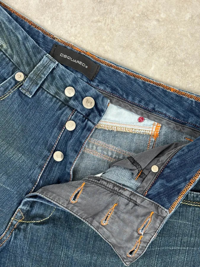 2000s Dsquared2 Blue Faded Wide Denim Jeans yeAfjfp 9