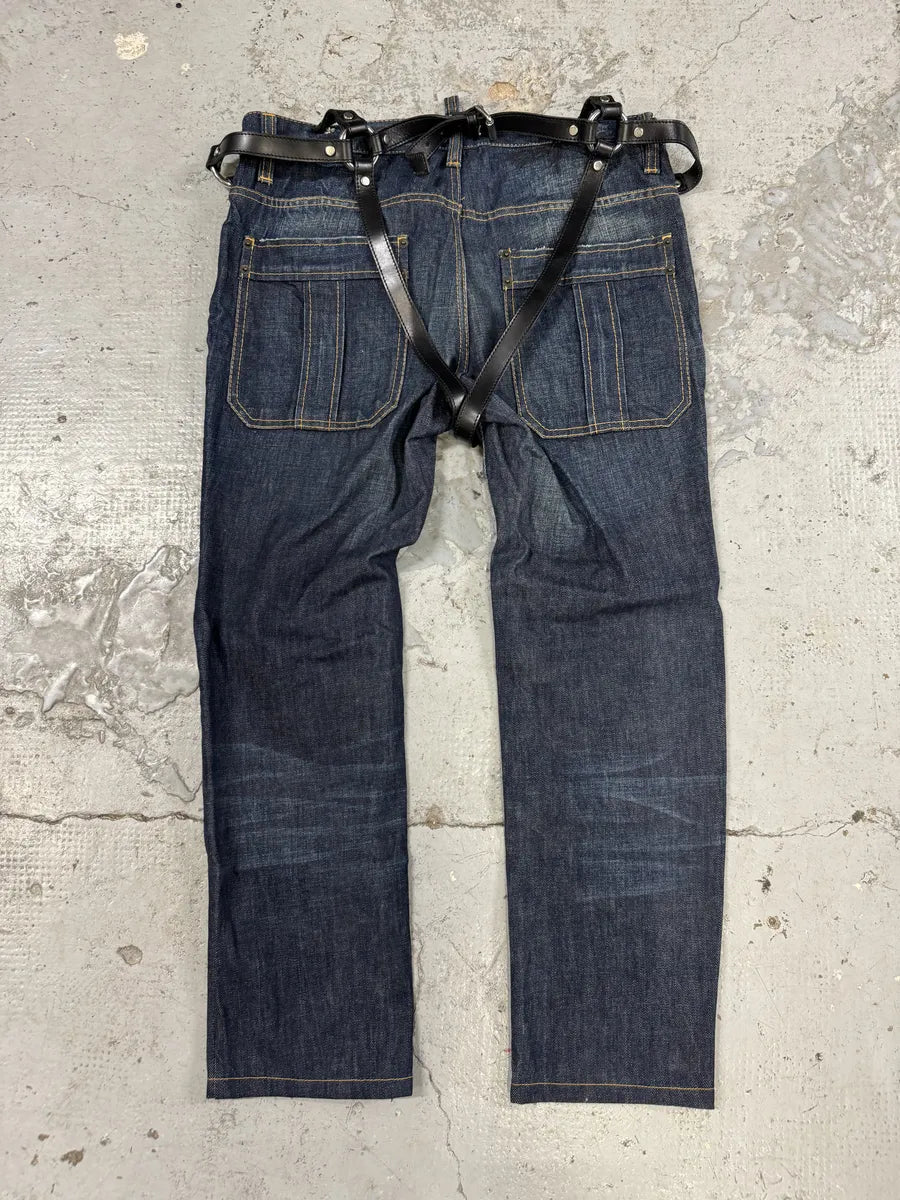 2000s DSquared2 Bondage Harness Brut Denim Jeans VyHhBHV 0