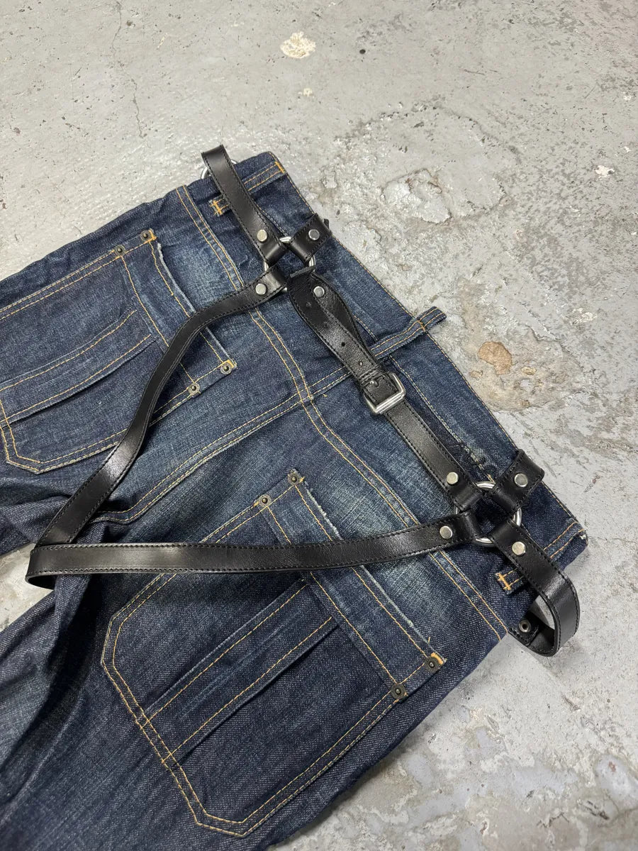 2000s DSquared2 Bondage Harness Brut Denim Jeans VyHhBHV 8