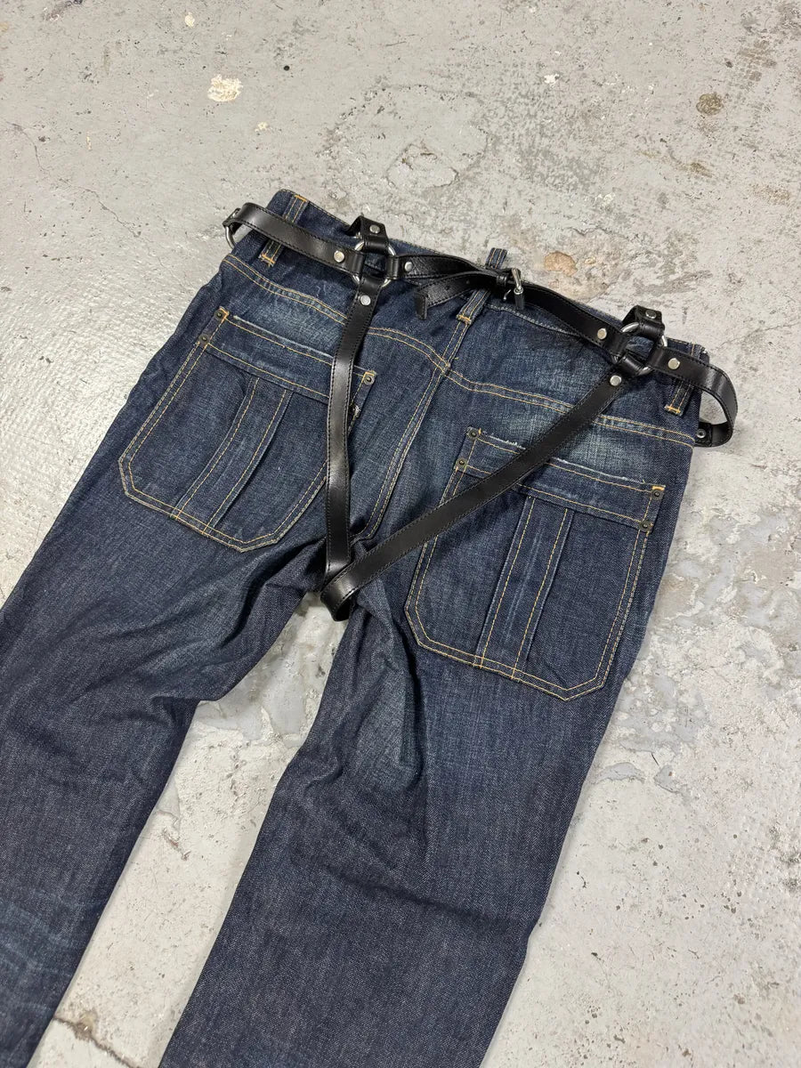 2000s DSquared2 Bondage Harness Brut Denim Jeans VyHhBHV 9