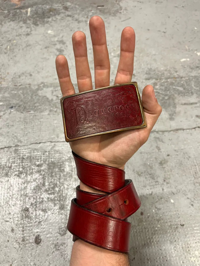 2000s Dsquared2 Bordeaux Leather Belt EXrtbKC 0