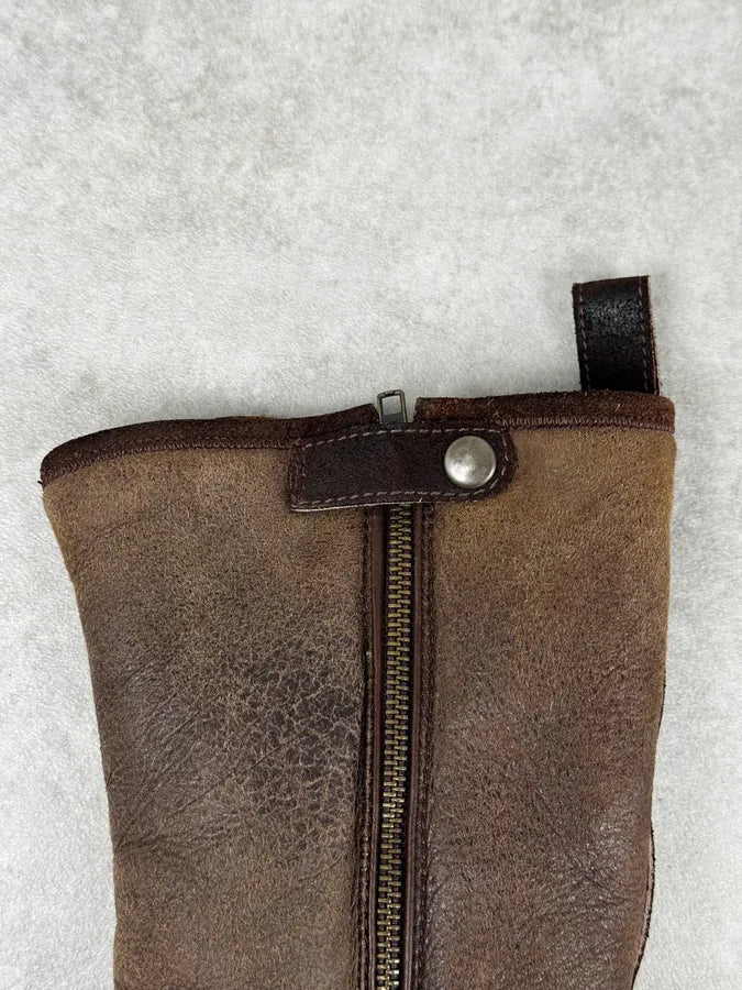 2000s Dsquared2 Brown Biker Leather Ankle Boots zlAusrL 5