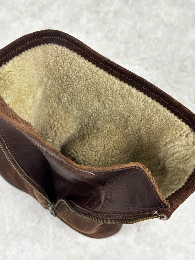 2000s Dsquared2 Brown Biker Leather Ankle Boots zlAusrL 9